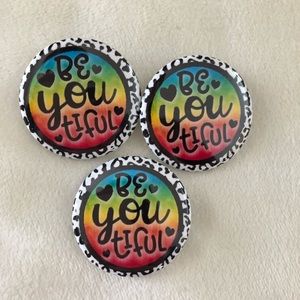 I.5 inch beyoutufil pin back button set of 3